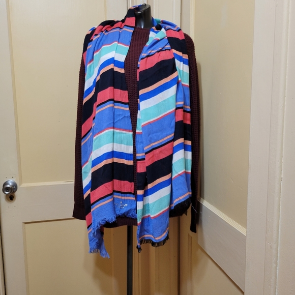 Kate Spade Multi Color Striped Light Woven Scarf/Wrap - Picture 1 of 3